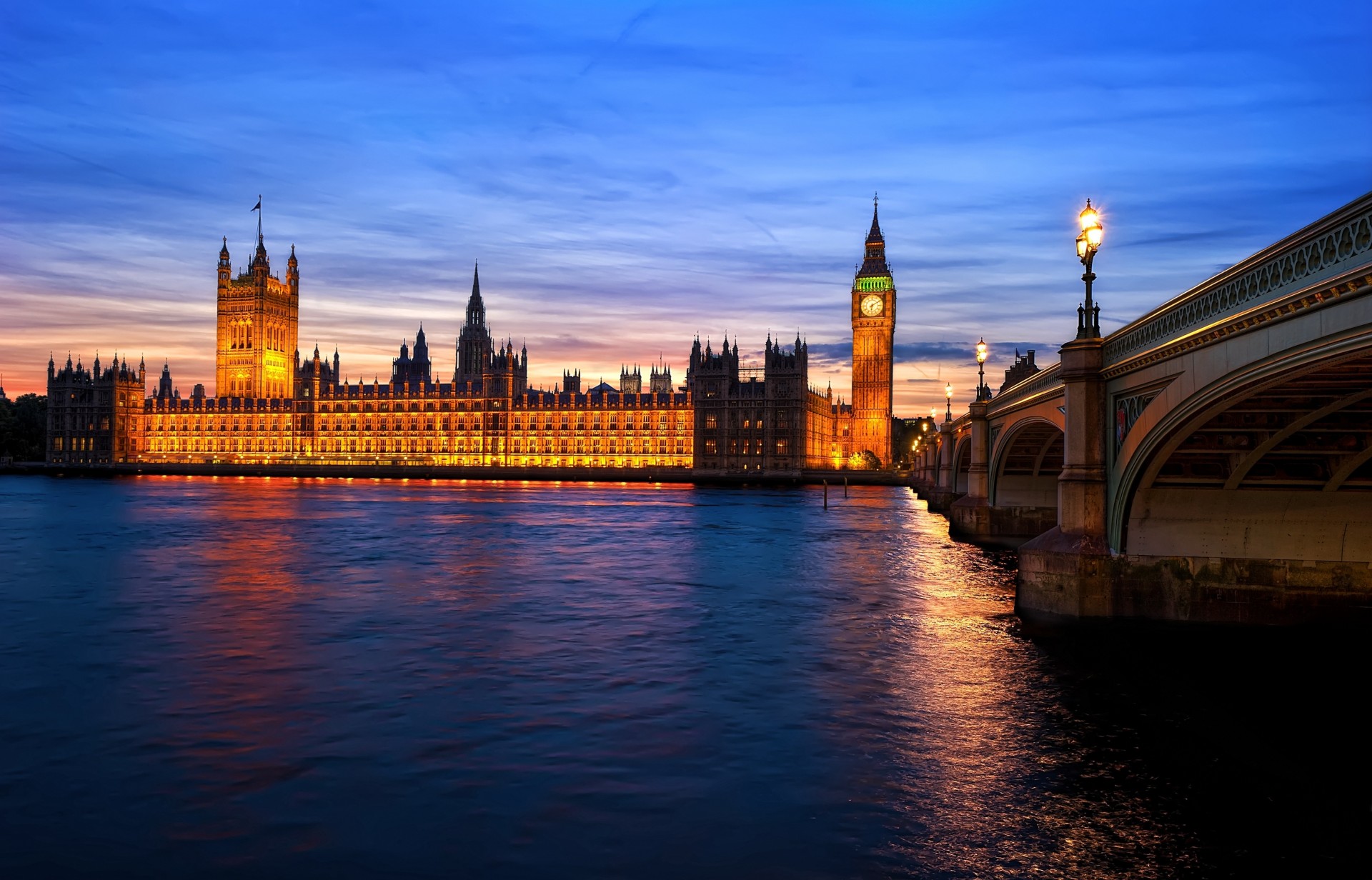 angleterre nuit pont londres rivière