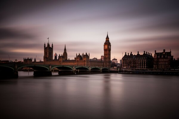 View of Tower Bridge at dusk