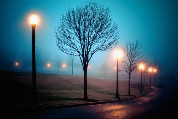 Städtische Atmosphäre des Straßennebels