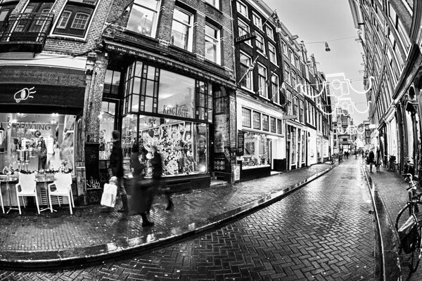 Amsterdam streets in black and white photos