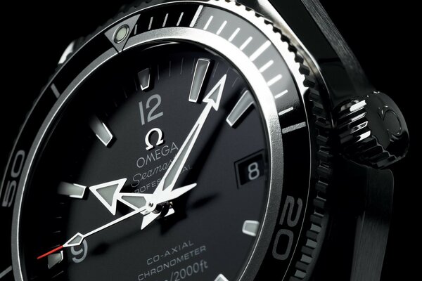 Black and white Omega dial