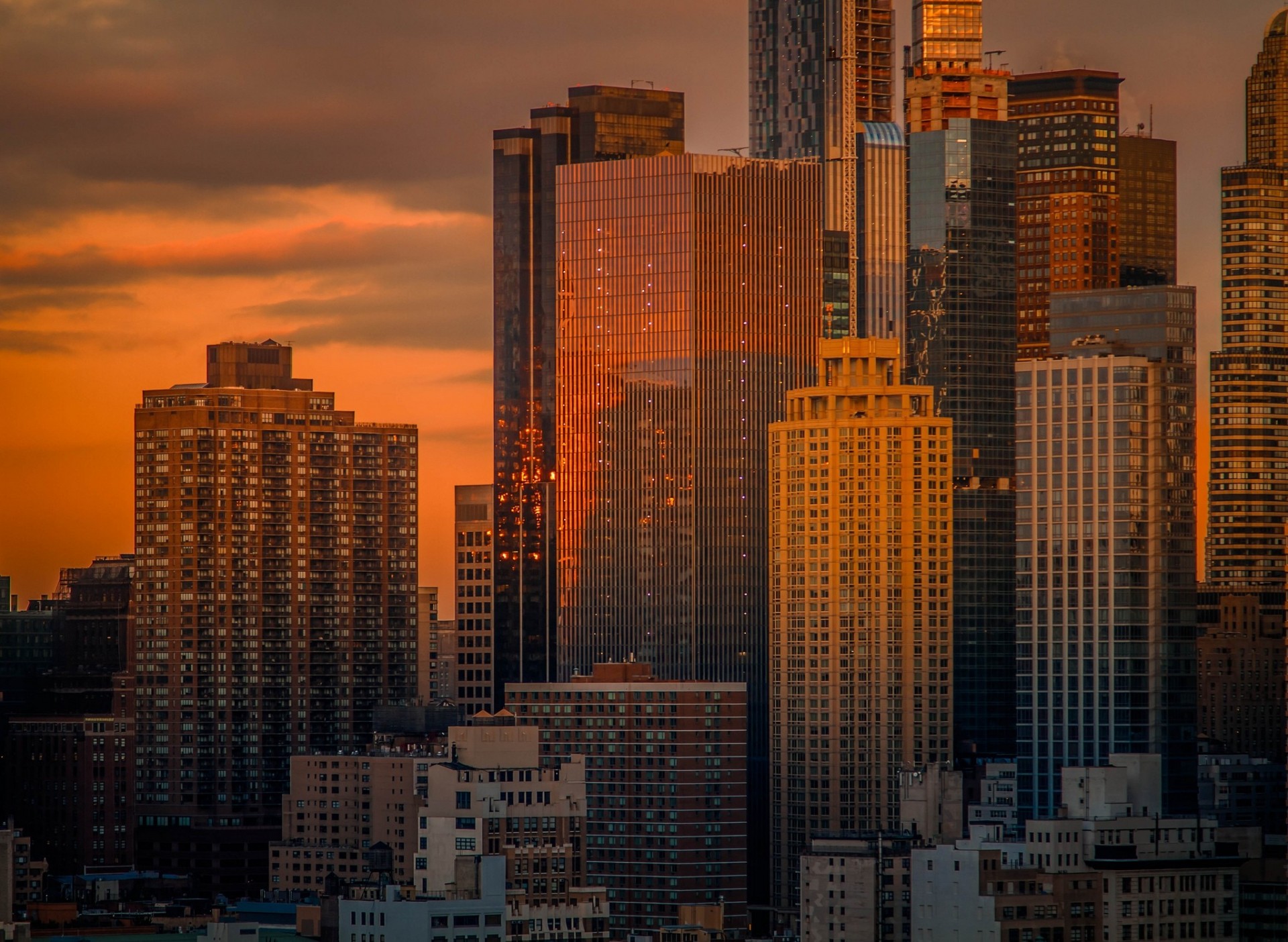 sonnenuntergang wolkenkratzer stadt new york gebäude