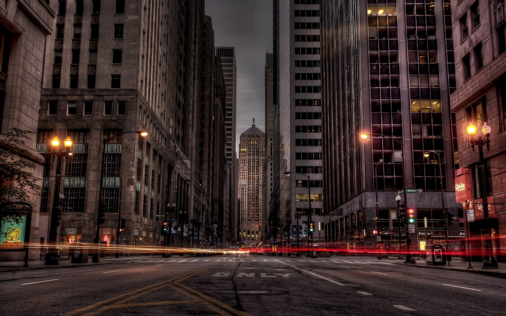 luces carretera noche edificio