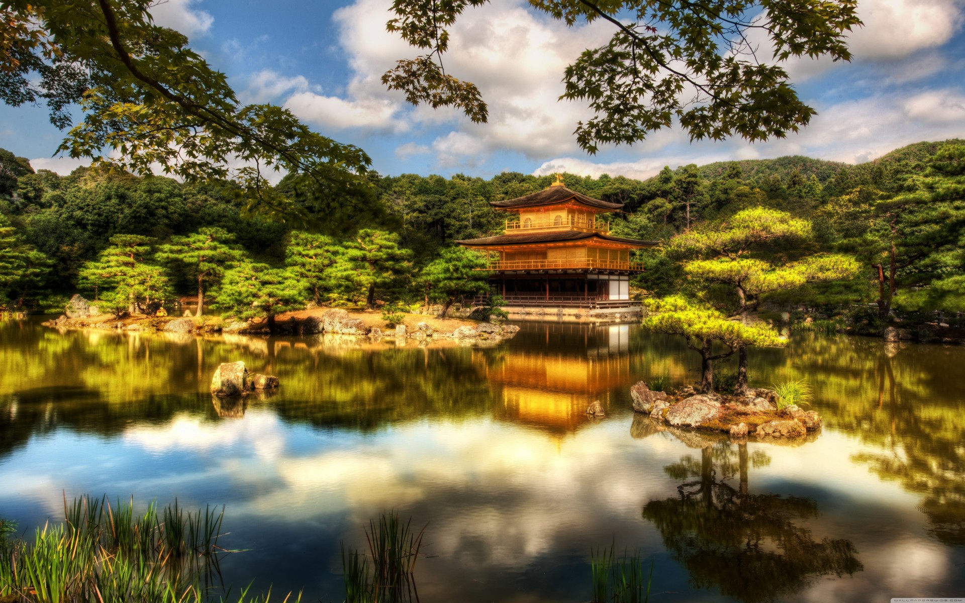 see golden palmen pavillon kyoto tempel garten japan