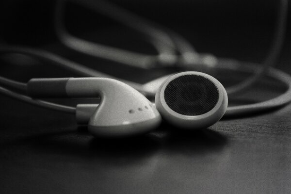 Headphones on the table in black and white