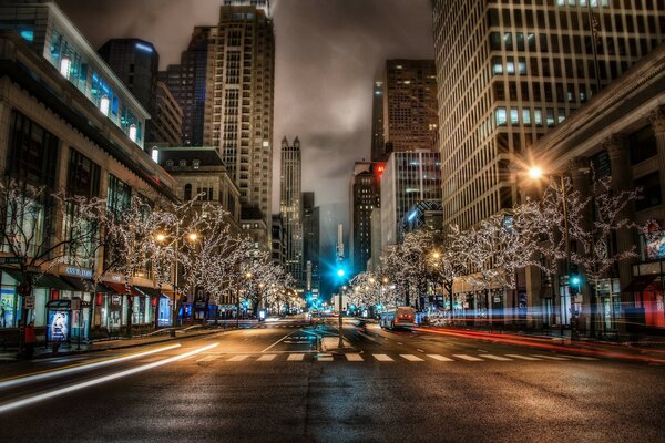 Pinturas de la ciudad nocturna de Estados Unidos