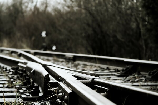 Iron rails at close range