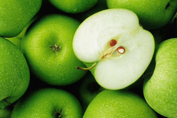 Apples food is green in drops