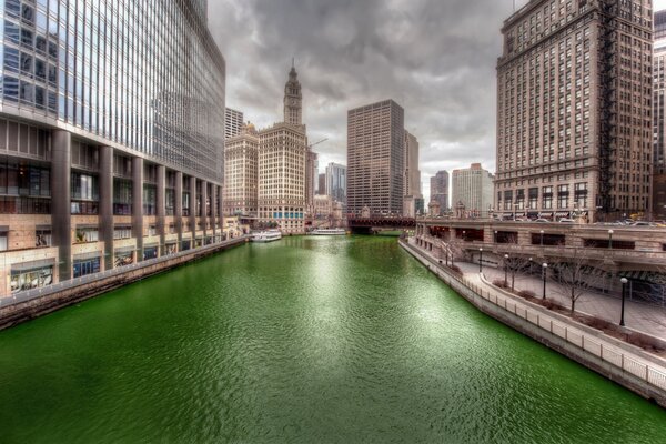 Beautiful buildings on the waterfront in Chicago