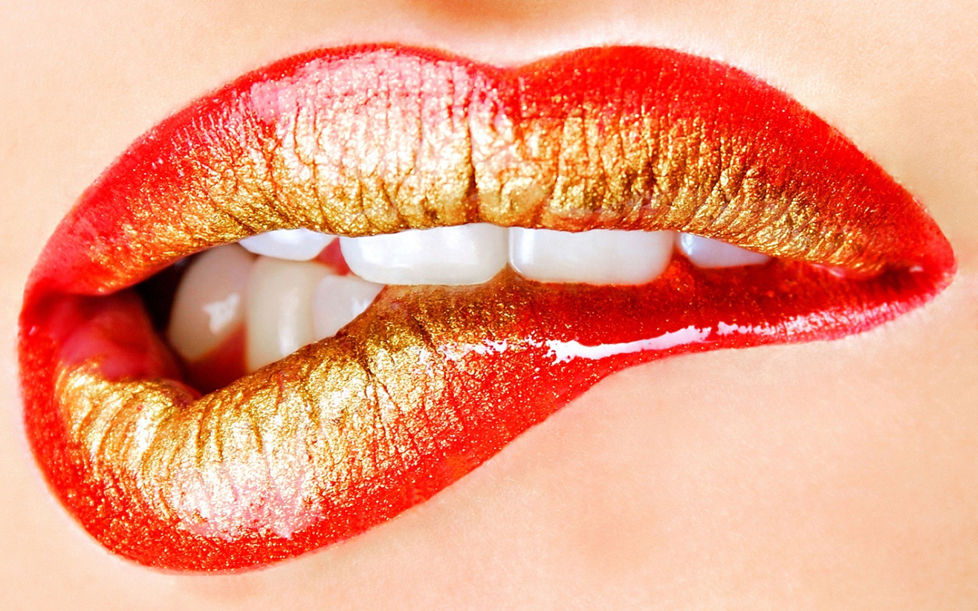 labios lápiz labial dientes