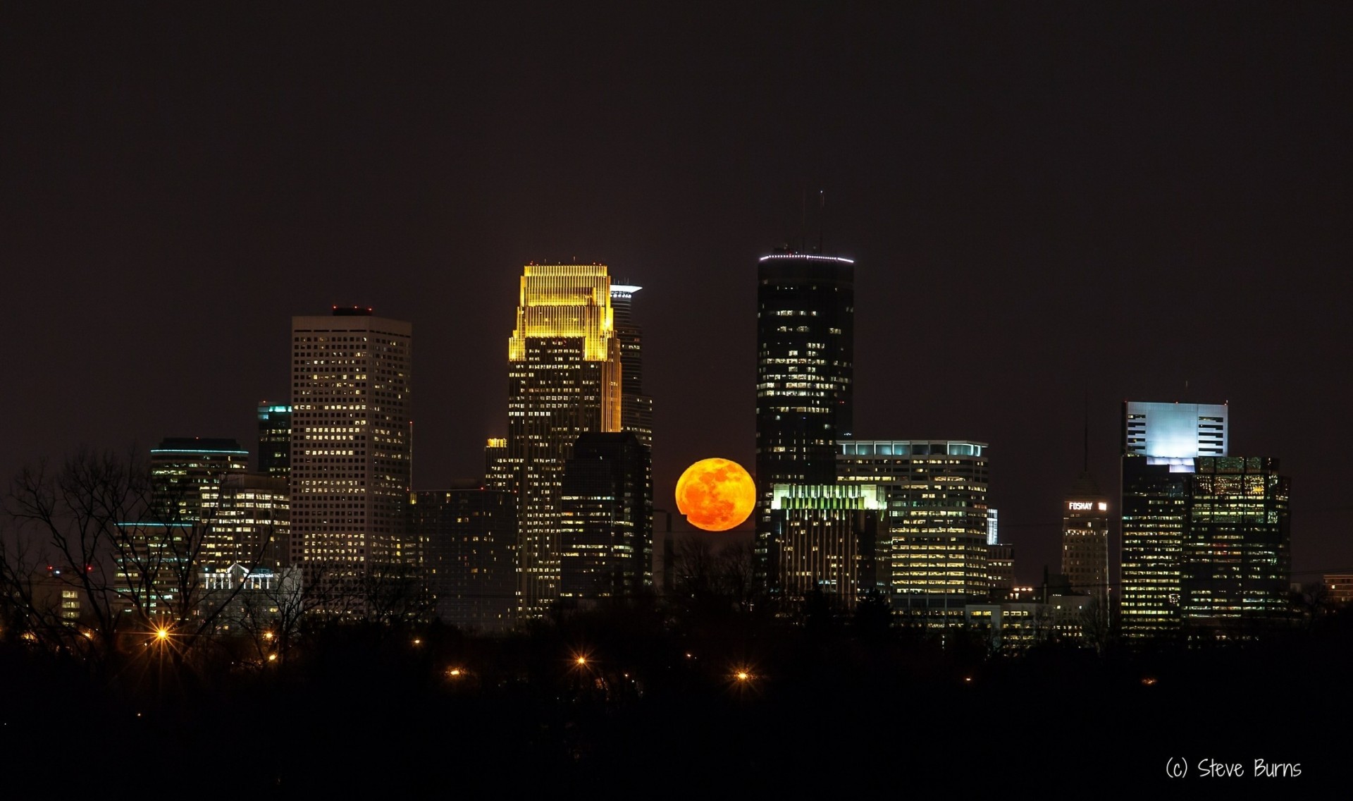 minneapolis contorni pieno luna steve città