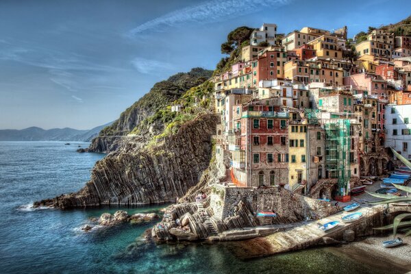 A cliff of the coast in an Italian city