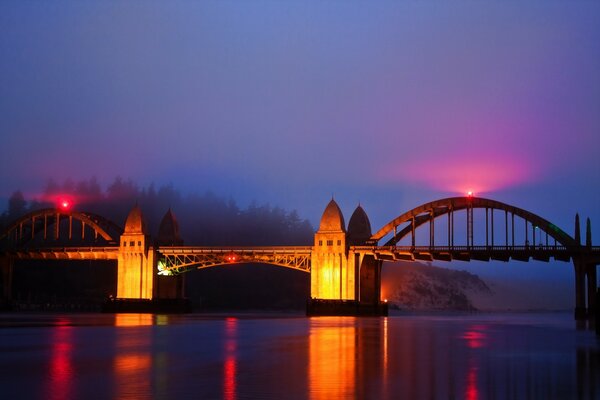 Oregon State Night Bridge Lights