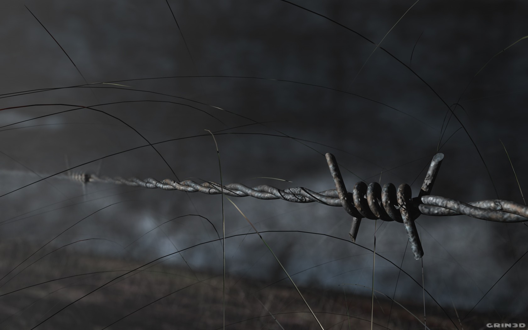 barbed wire metal grey