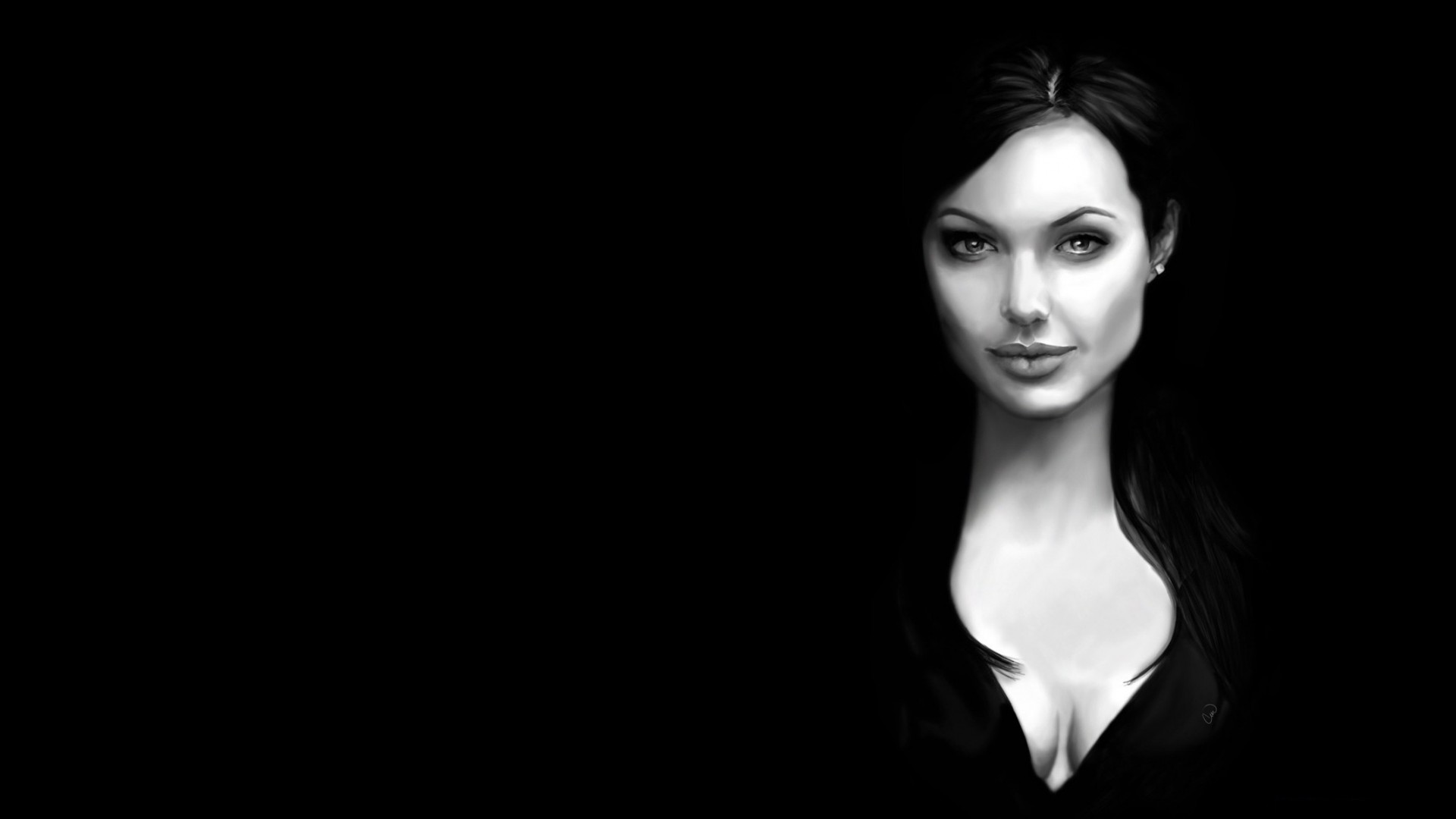 angelina jolie chica lara croft fondo personaje vista negro carácter lindo dulce belleza retrato dibujado a mano