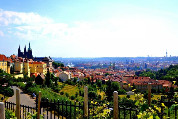 Panoramiczny widok na praskie domy