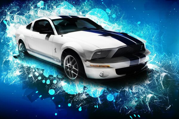 Graphiques de voiture shelby gt500 sur fond bleu et bleu