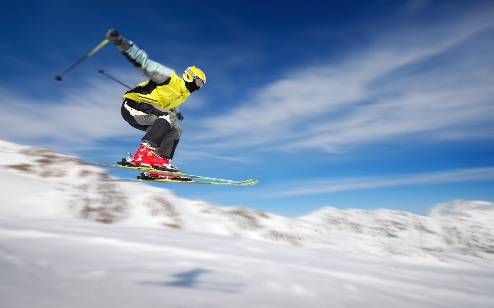 skifahrer geschwindigkeit sprung winter ski extrem schnee berge abstieg fliegen sport bewegung