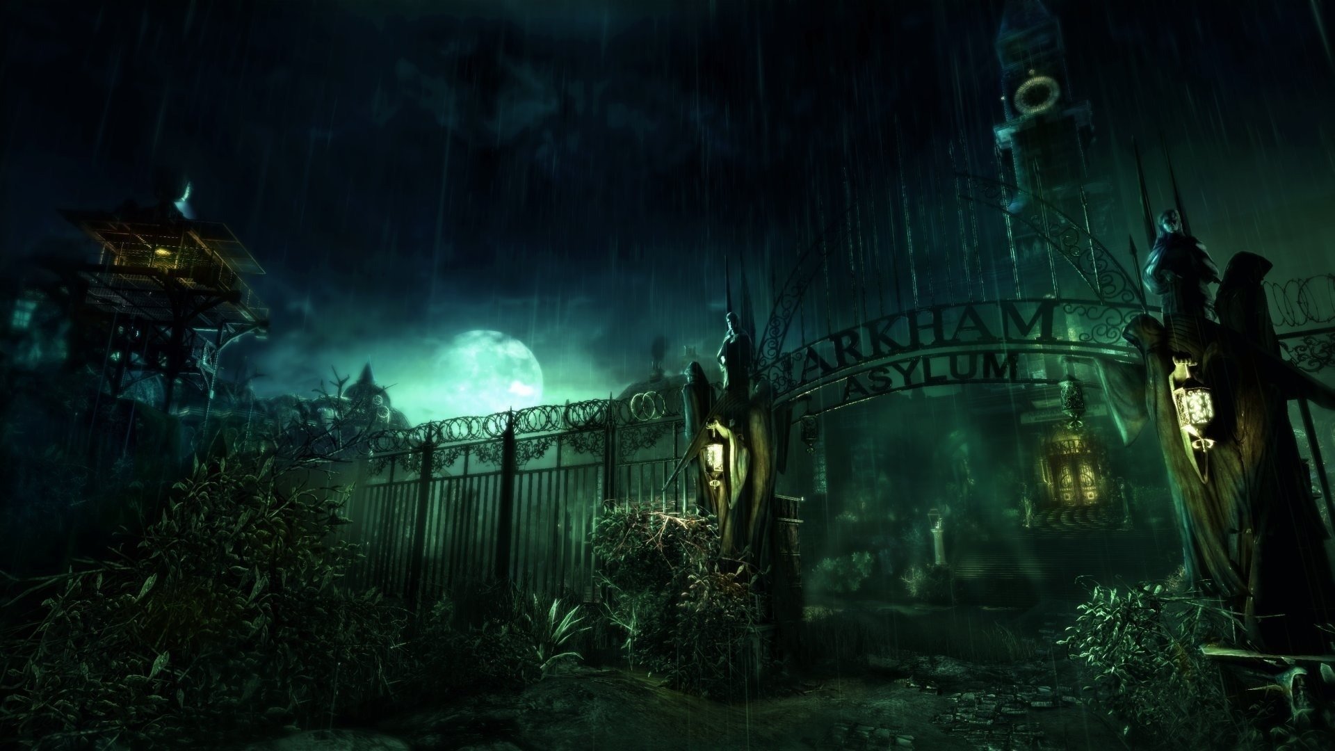 spiel batman arkham asylum psychiatrische klinik nacht mond zeichnungen anime