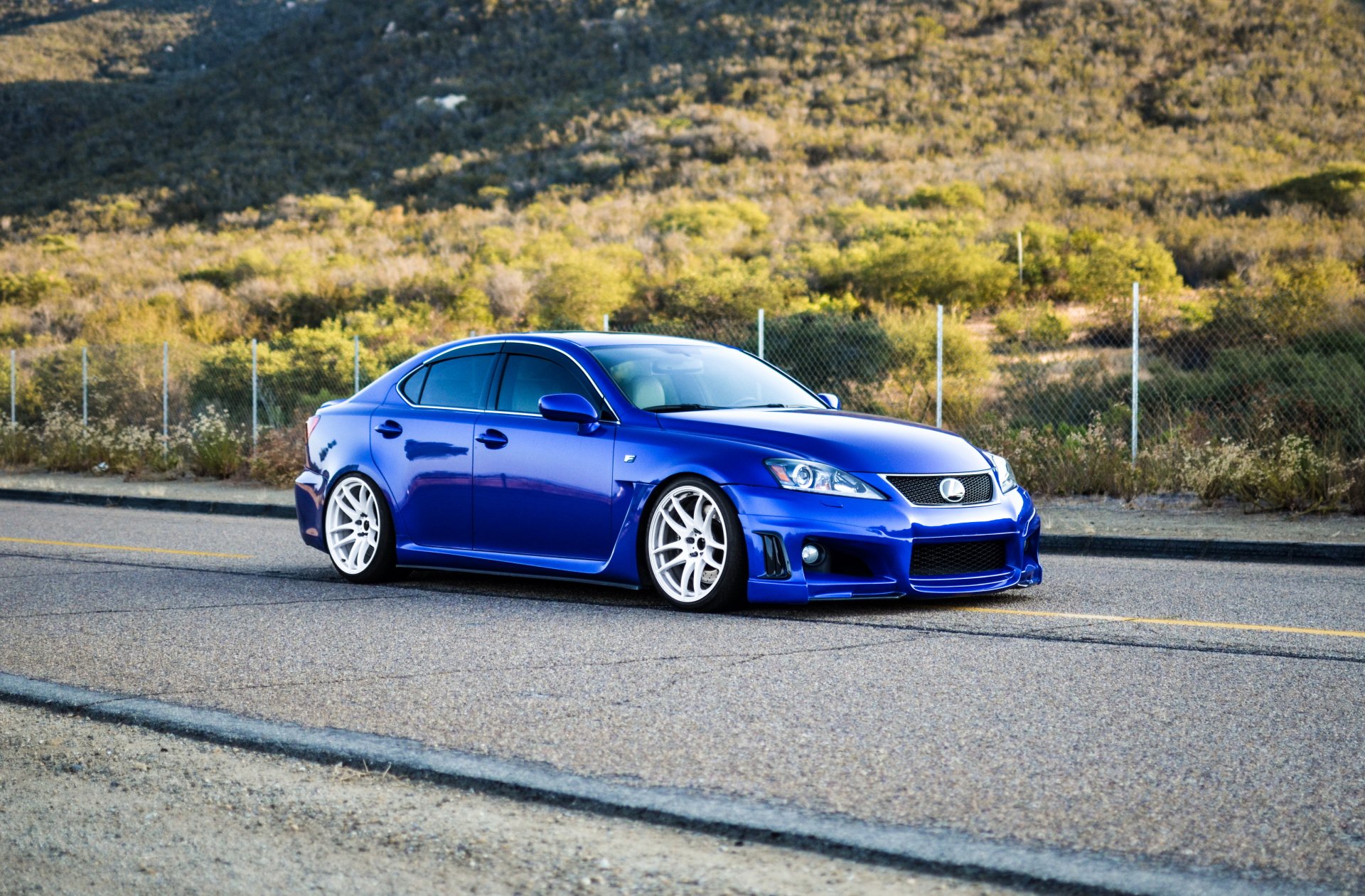 lexus is f blue road