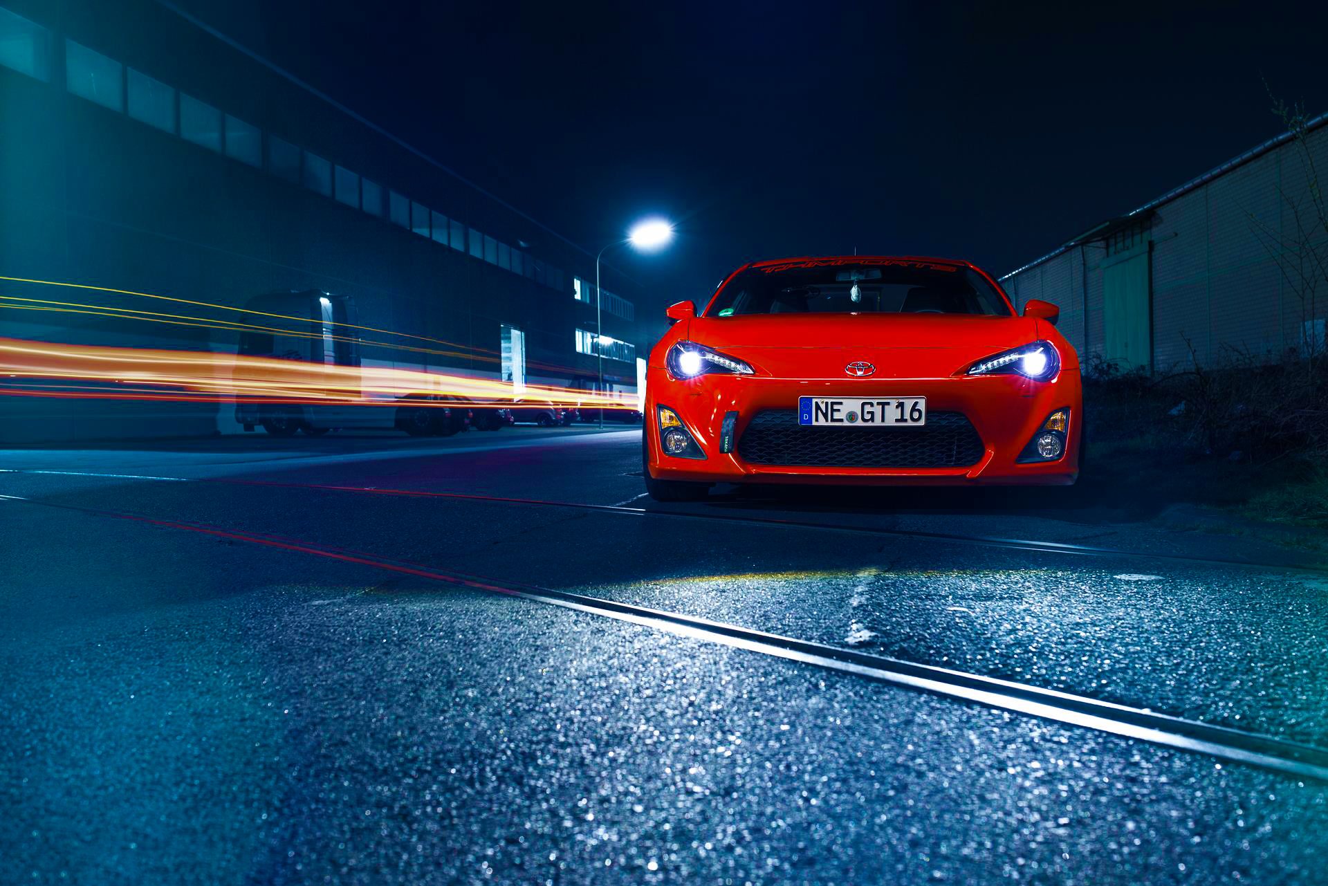 toyota gt86 orange sport auto räder stoßstange dunstabzugshaube vorne