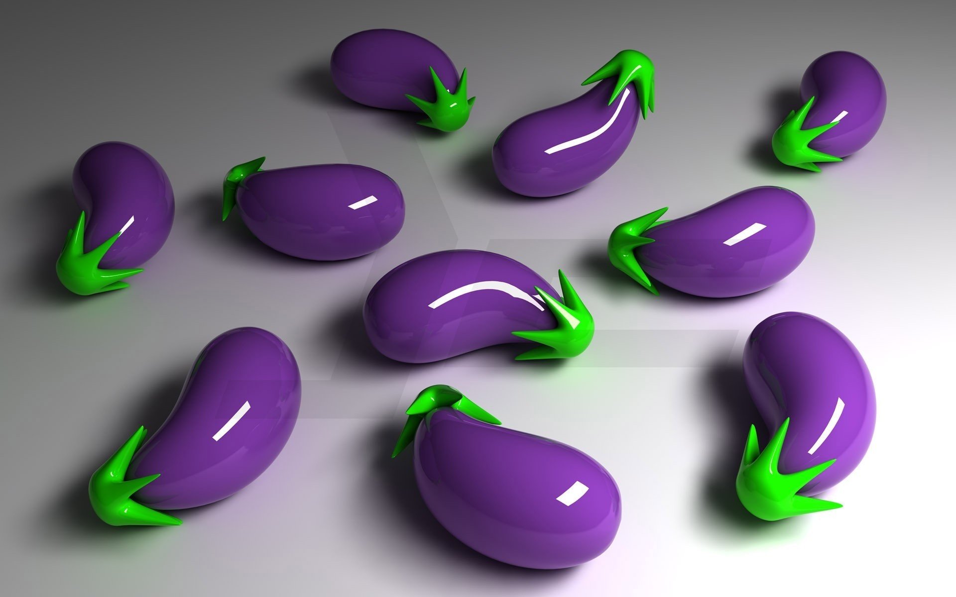 dummy positive eggplant purple grey background shadow the reflection green fruit texture