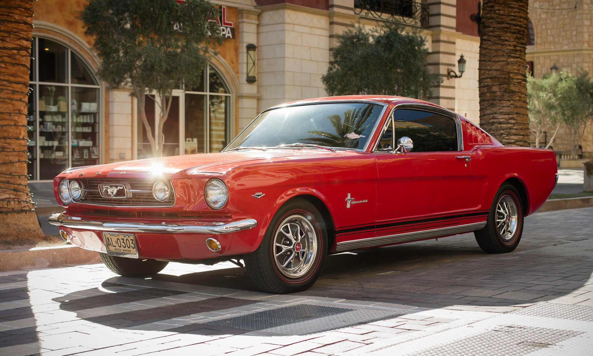 ford mustang muscle car rojo delantero clásico