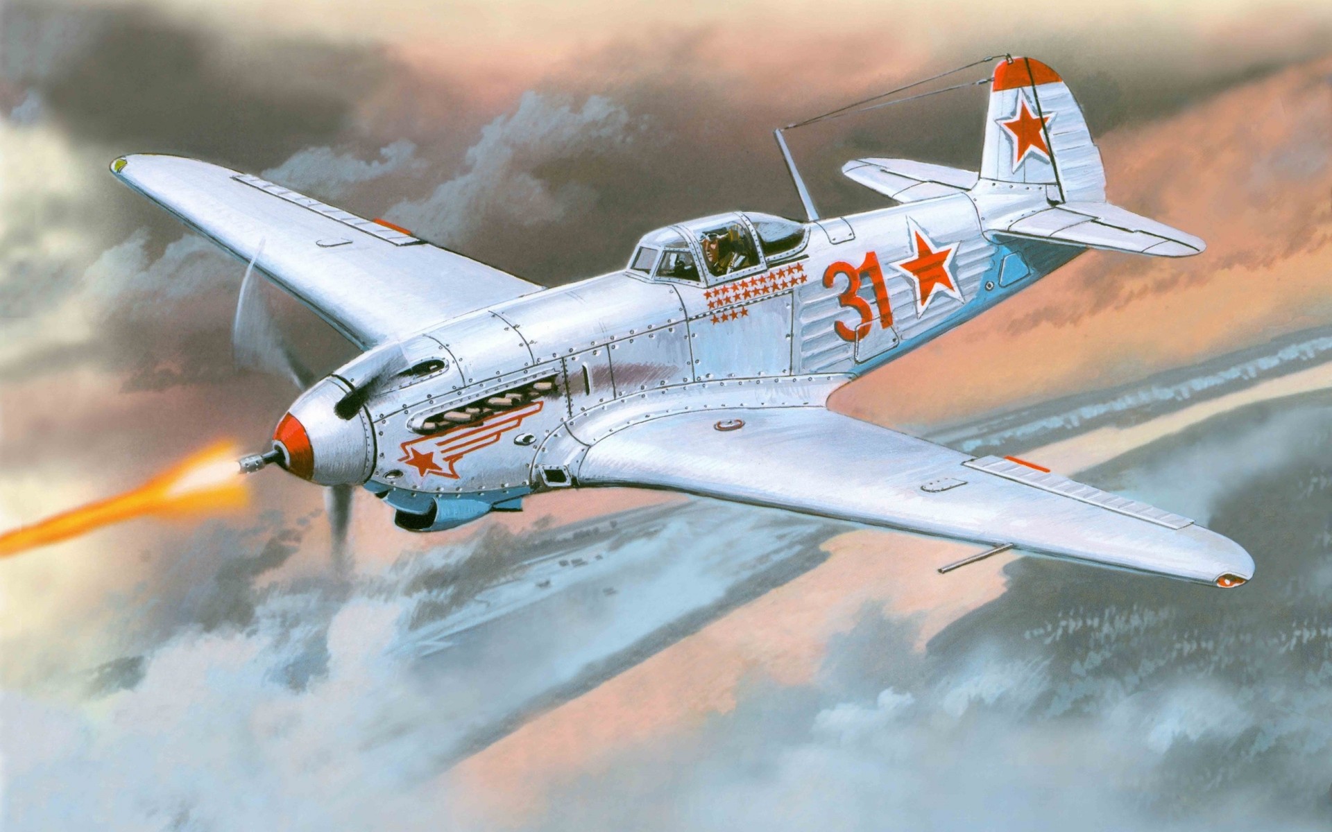 flugzeug kunst yak-9k großkalibrig sowjetisch