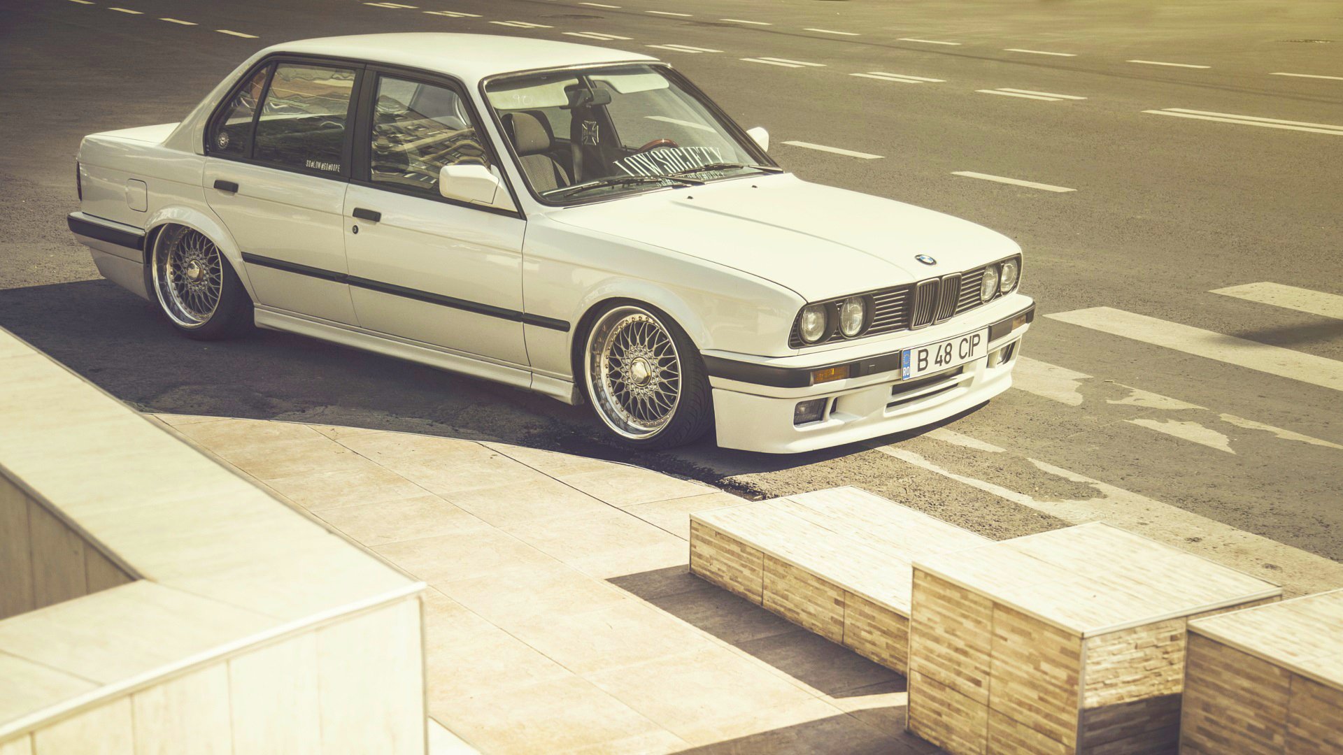 bmw e30 m3 lowsociety position bbs roues voiture