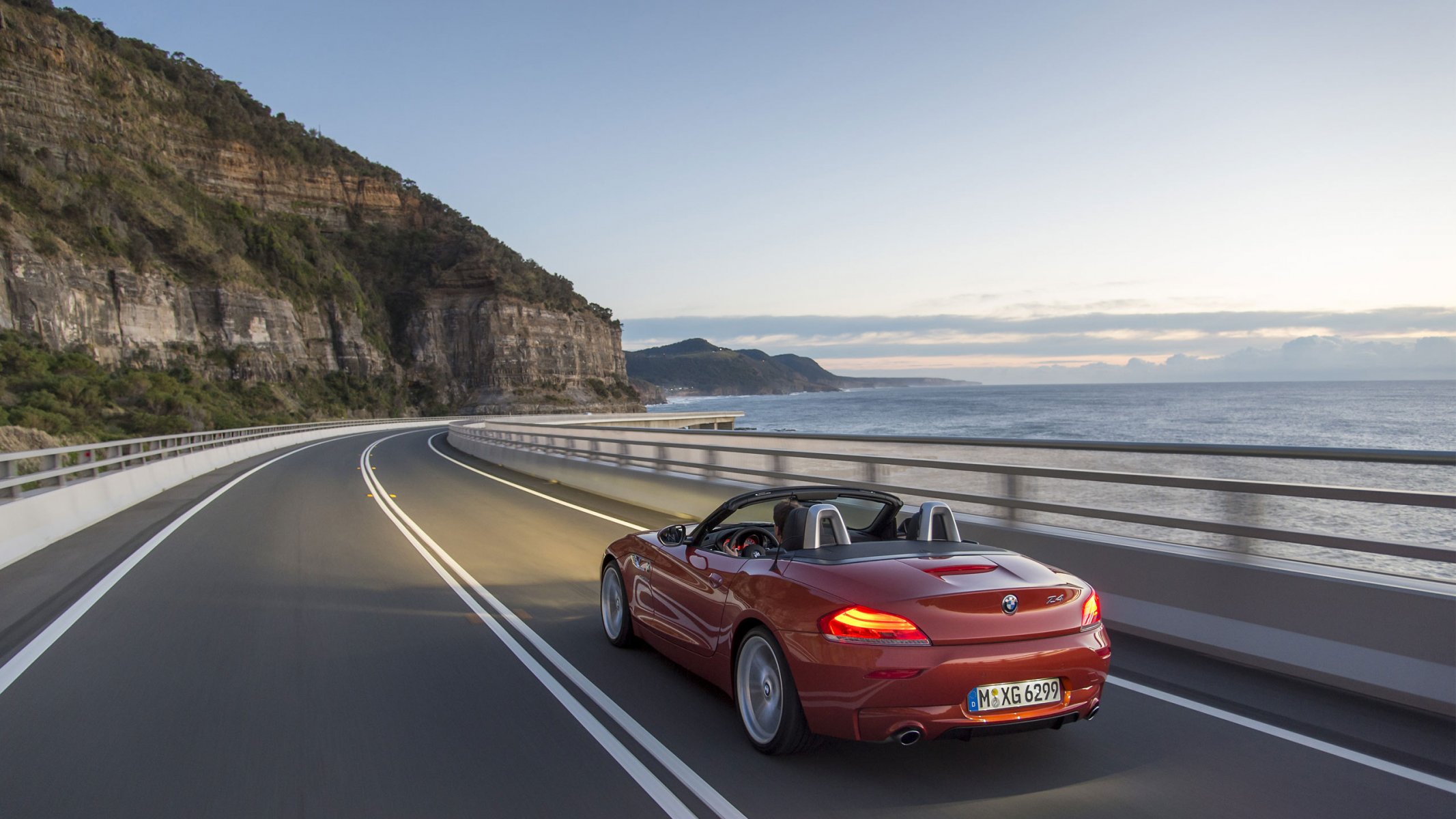 bmw z4 cabrio straße landschaft