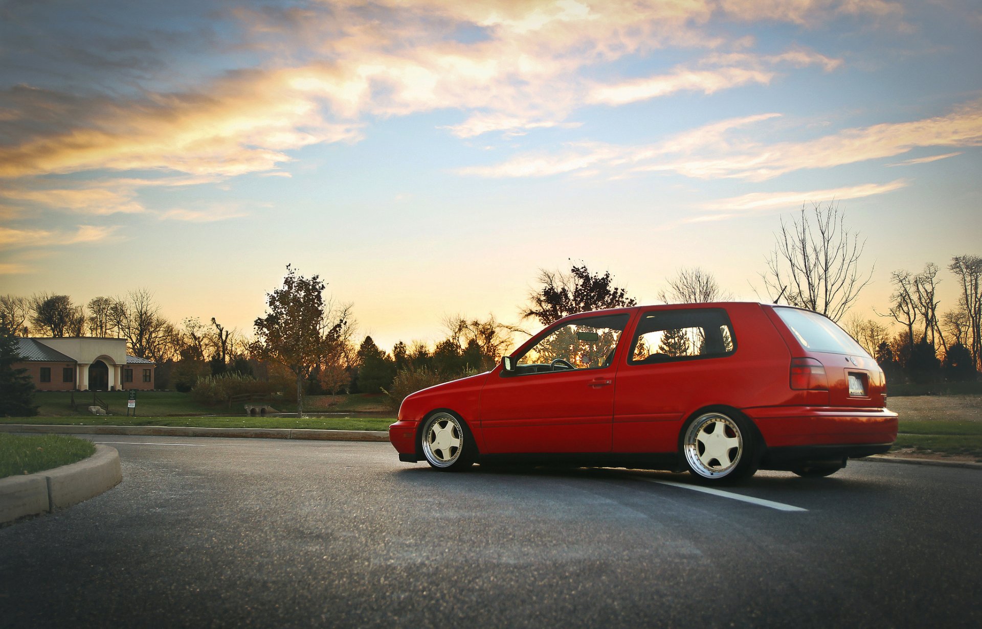 volkswagen golf mk3 red volkswagen red profile sky cloud