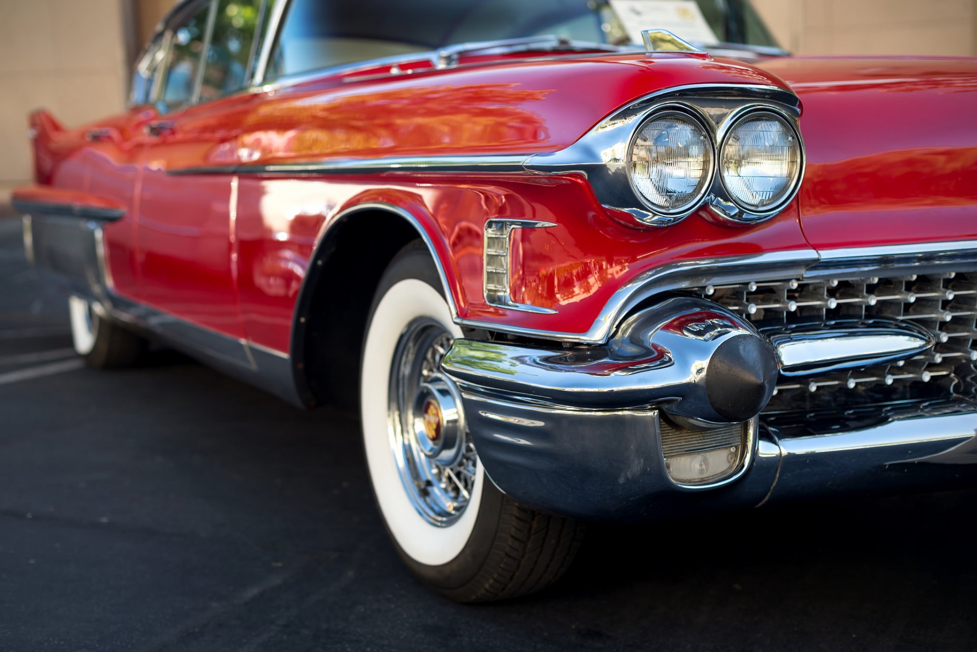 1958 cadillac fleetwood 60 special czerwony samochód samochód