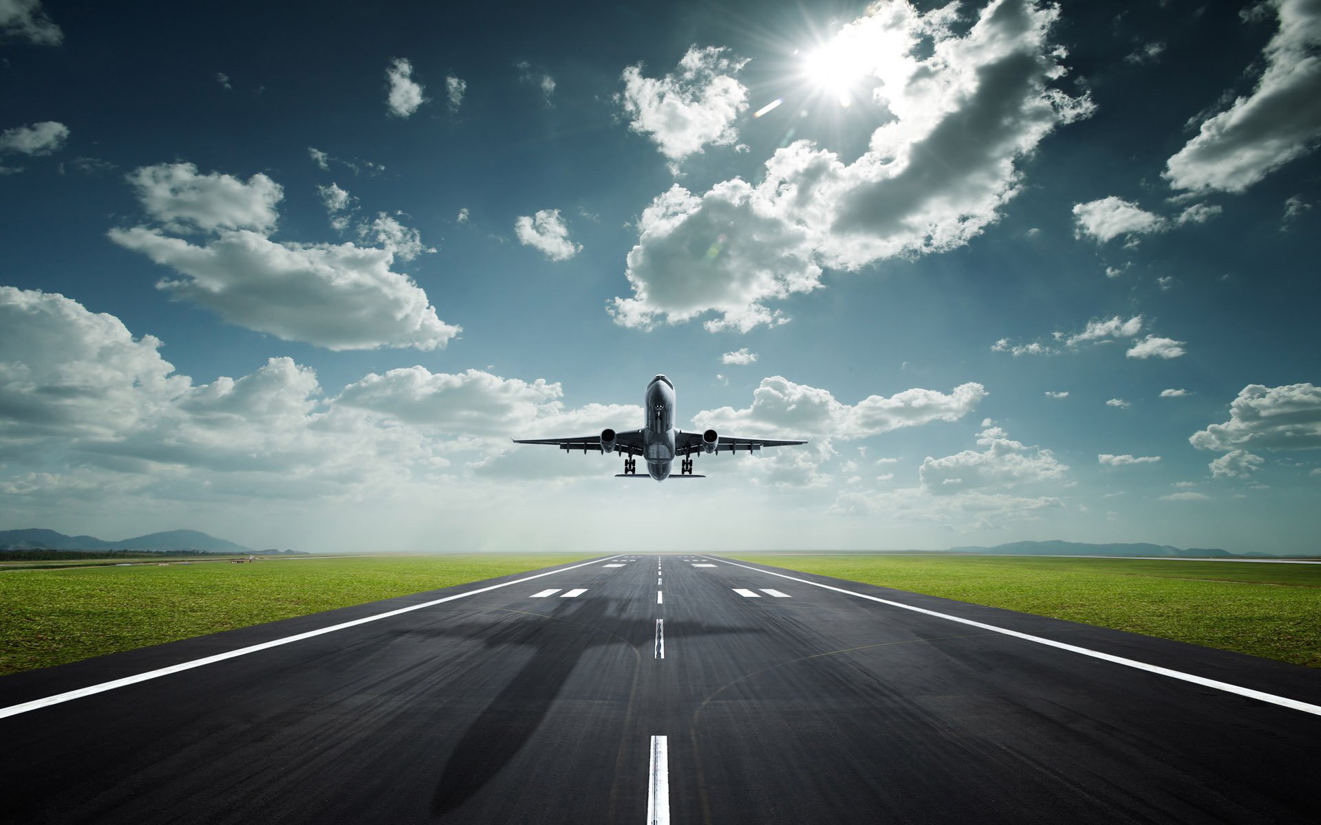 flugzeug himmel flughafen schatten weg sonne