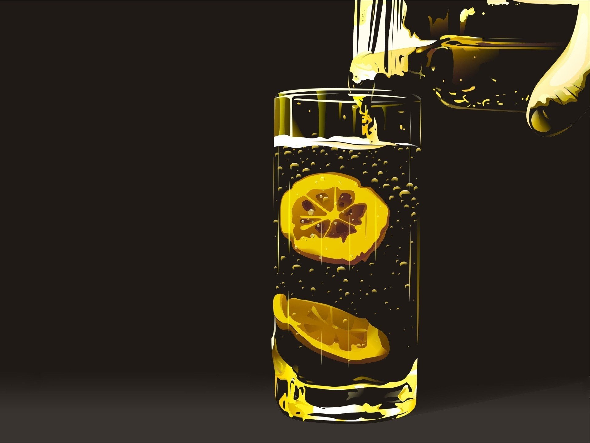 lices of lemon glass bubbles drinks citrus liquid