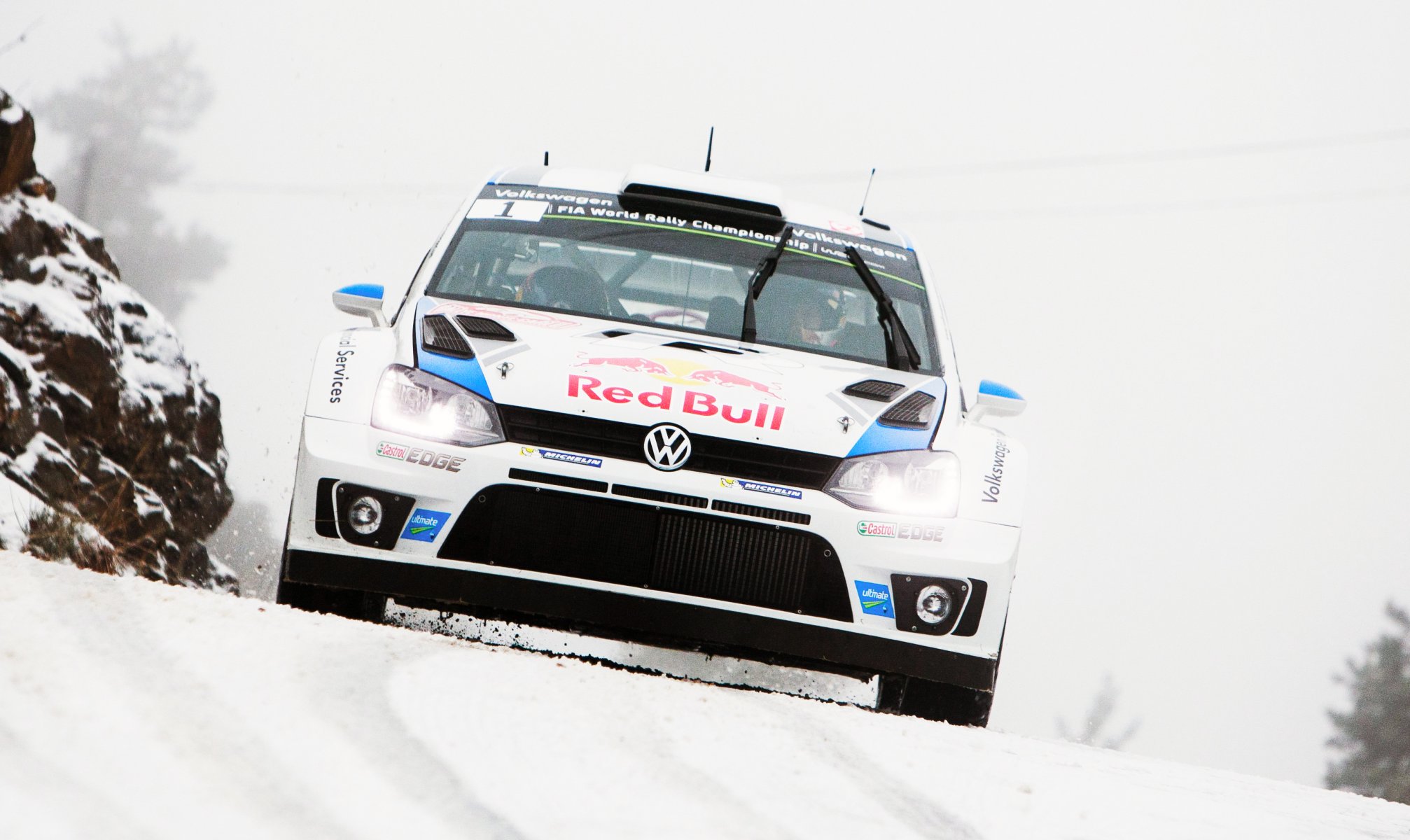 volkswagen polo wrc rally auto velocità anteriore inverno neve bianco logo toro rosso