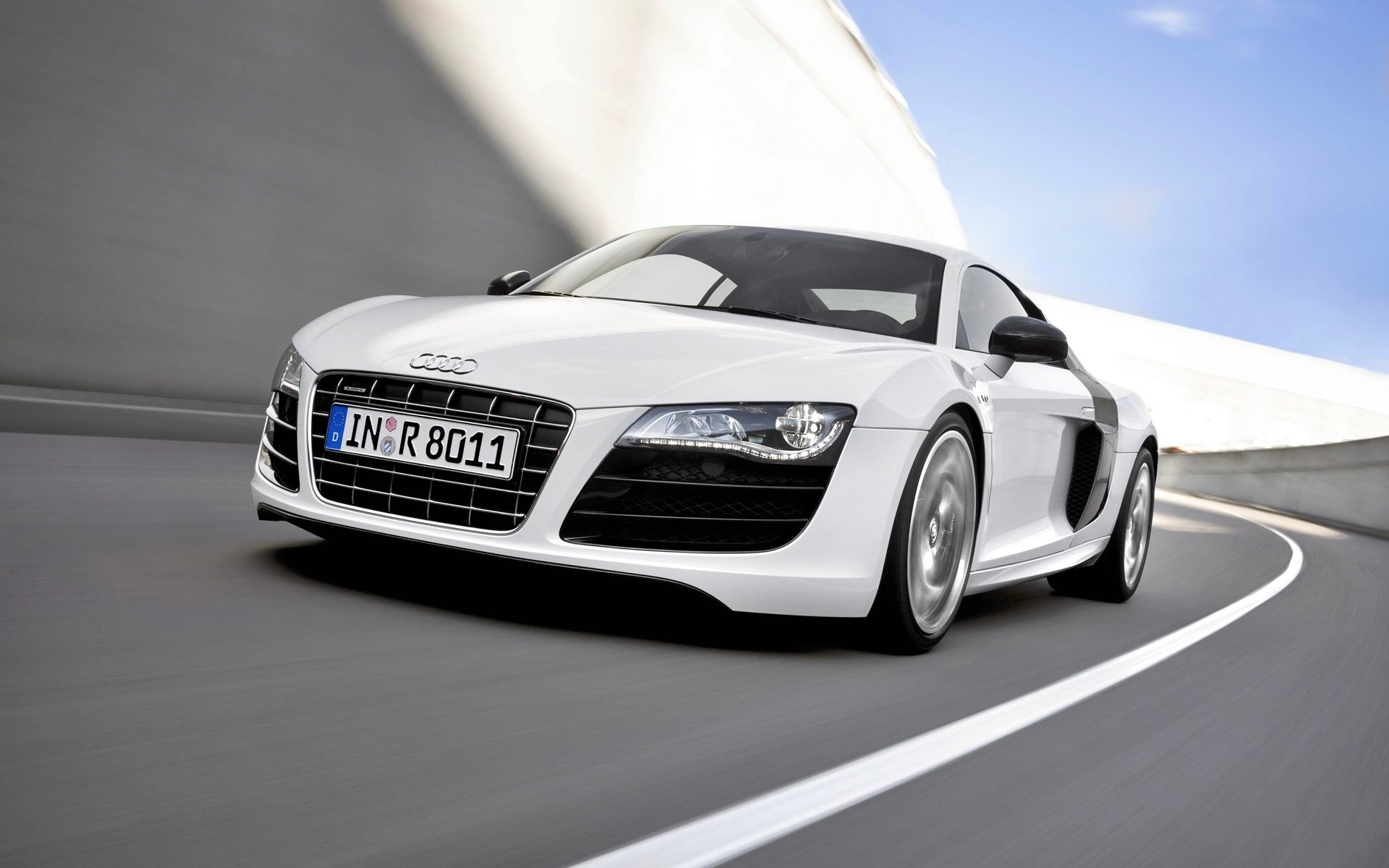 audi r8 v10 audi car white hood sports car