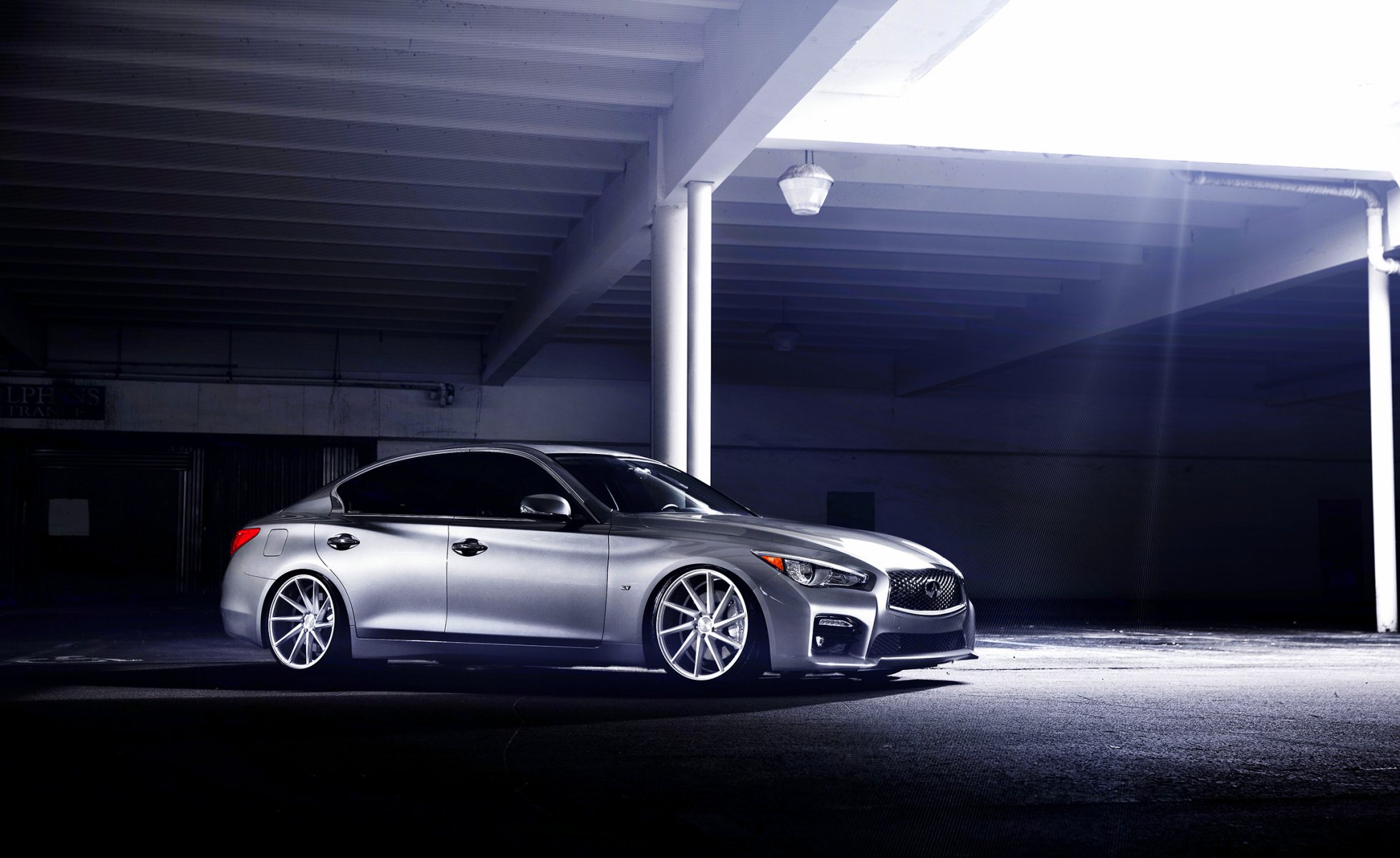 infiniti q50s silver vossen wheels frontside