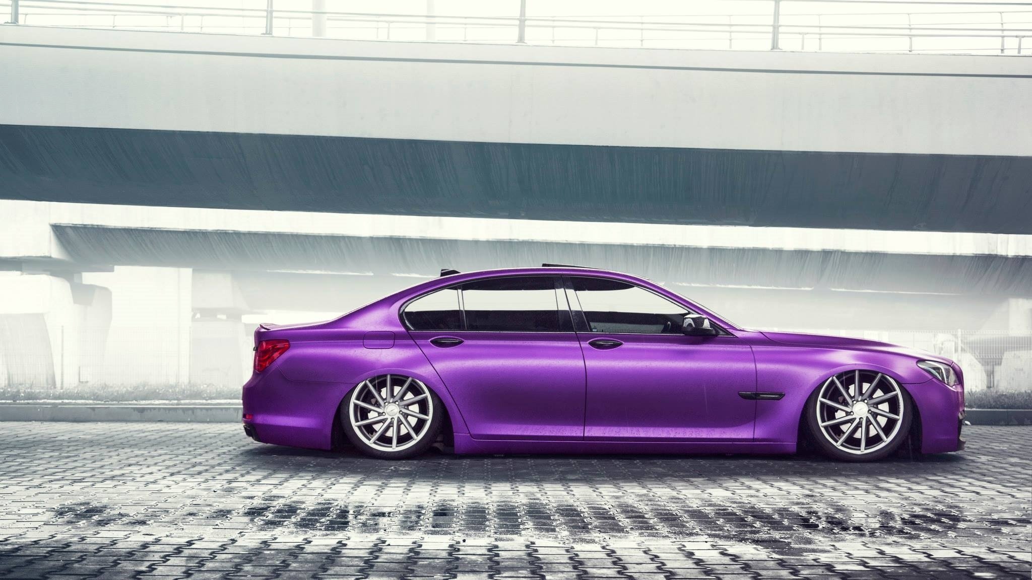 bmw 7 series low purple color german car vossen wheels side