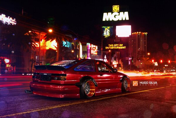 Rouge toyota corolla tuning voiture de sport coupé