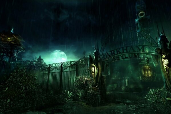 Inquietante ospedale notturno di Arkham asylum