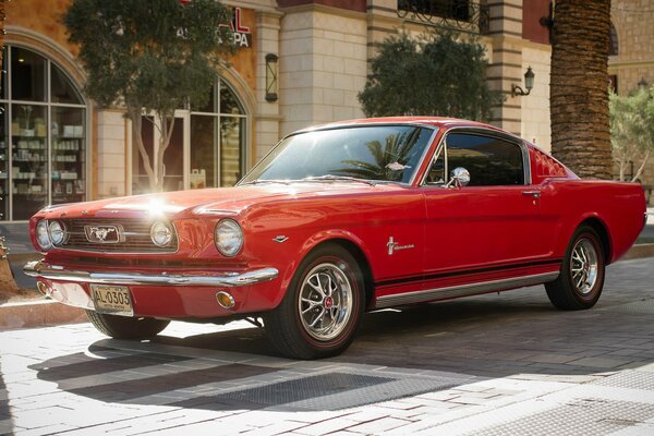 Classic red Ford Mustang