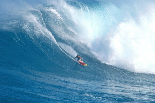 Surfen im Ozean. Bei der Destillation mit einer Welle