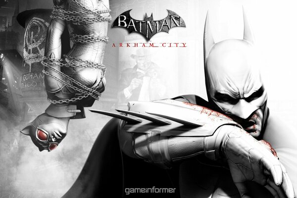 Batman a attrapé et attaché une femme-chat d Arkham city