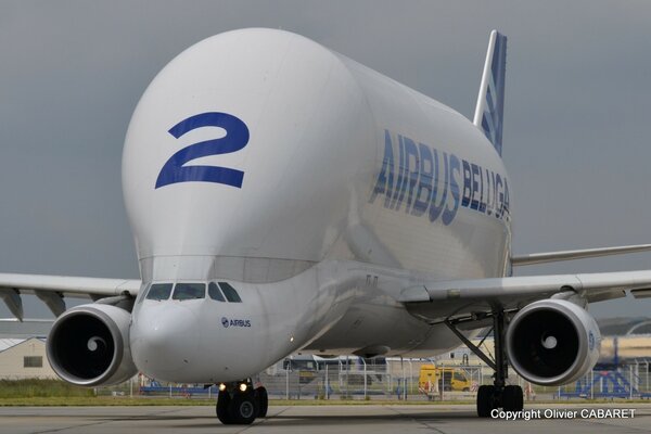 Avion béluga. Un gros avion. Un avion inhabituel. Airbus