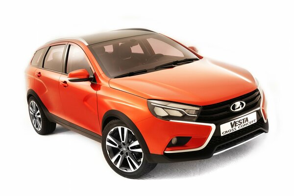 Lada Vesta rouge sans fond devant