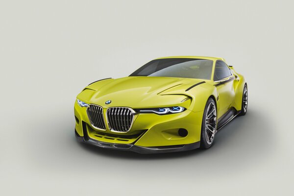 Yellow BMW car on transparent background