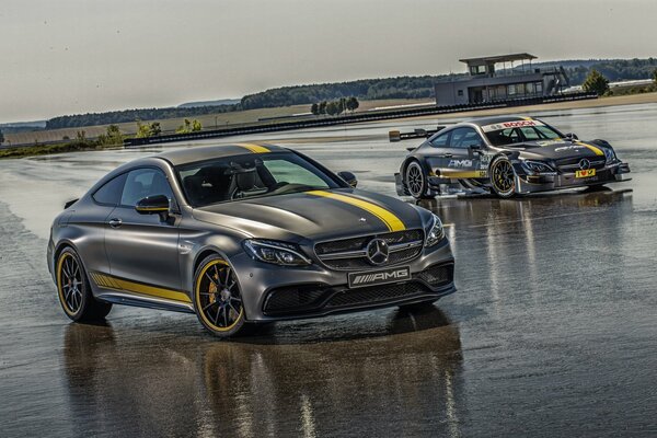 Mercedes Coupe participates in karting races