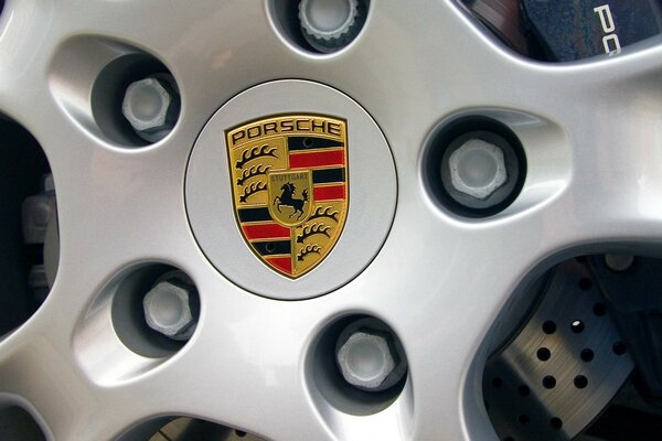 Image of a Porsche, logo on gray