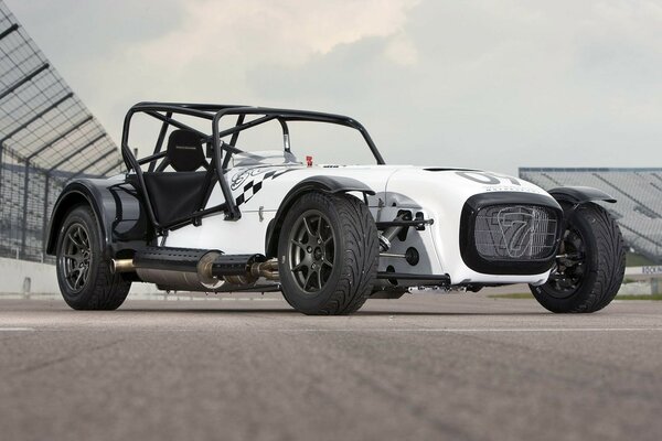 White sports car on the racetrack