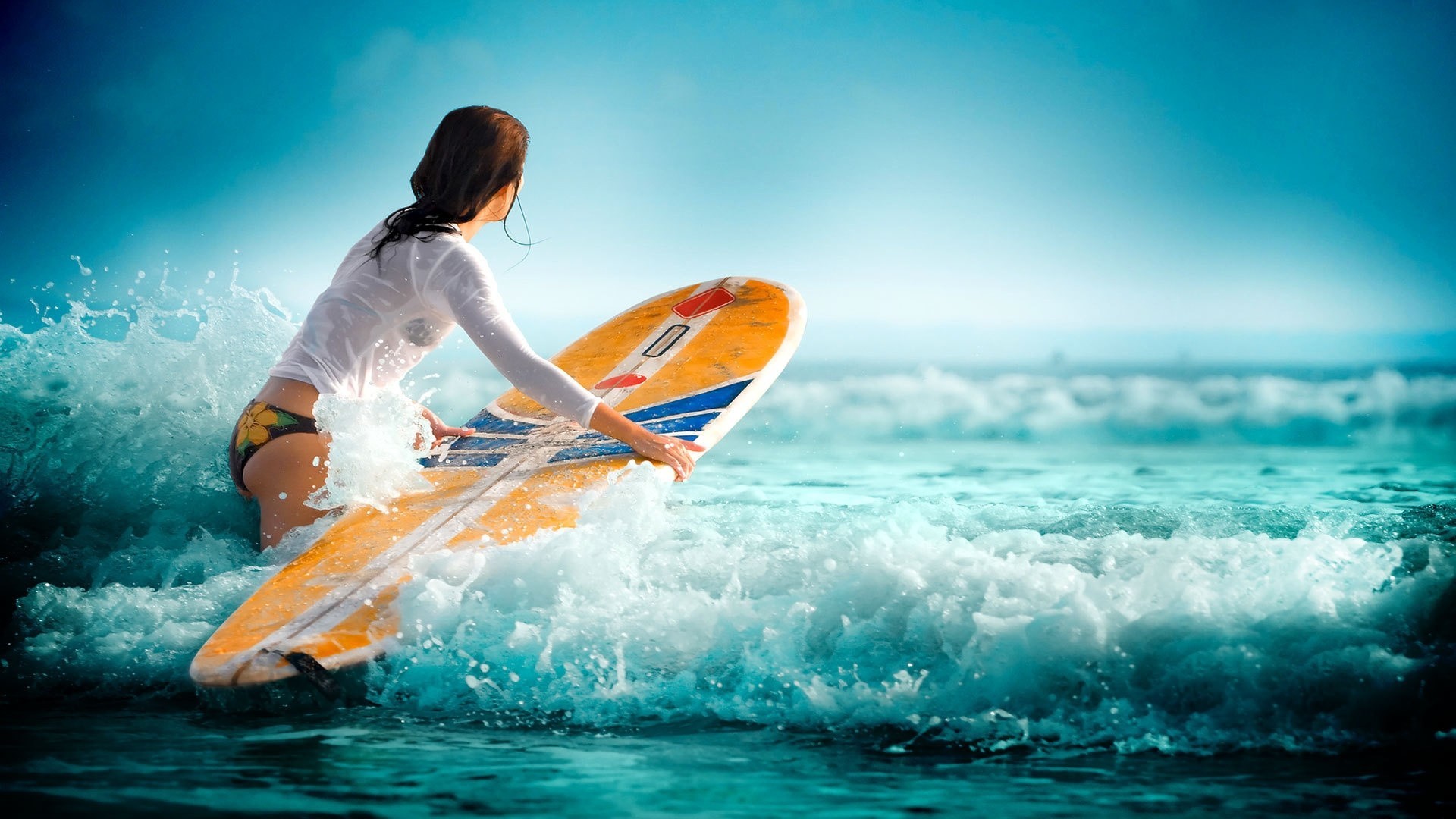 girl wave water sea sports water sports surfing